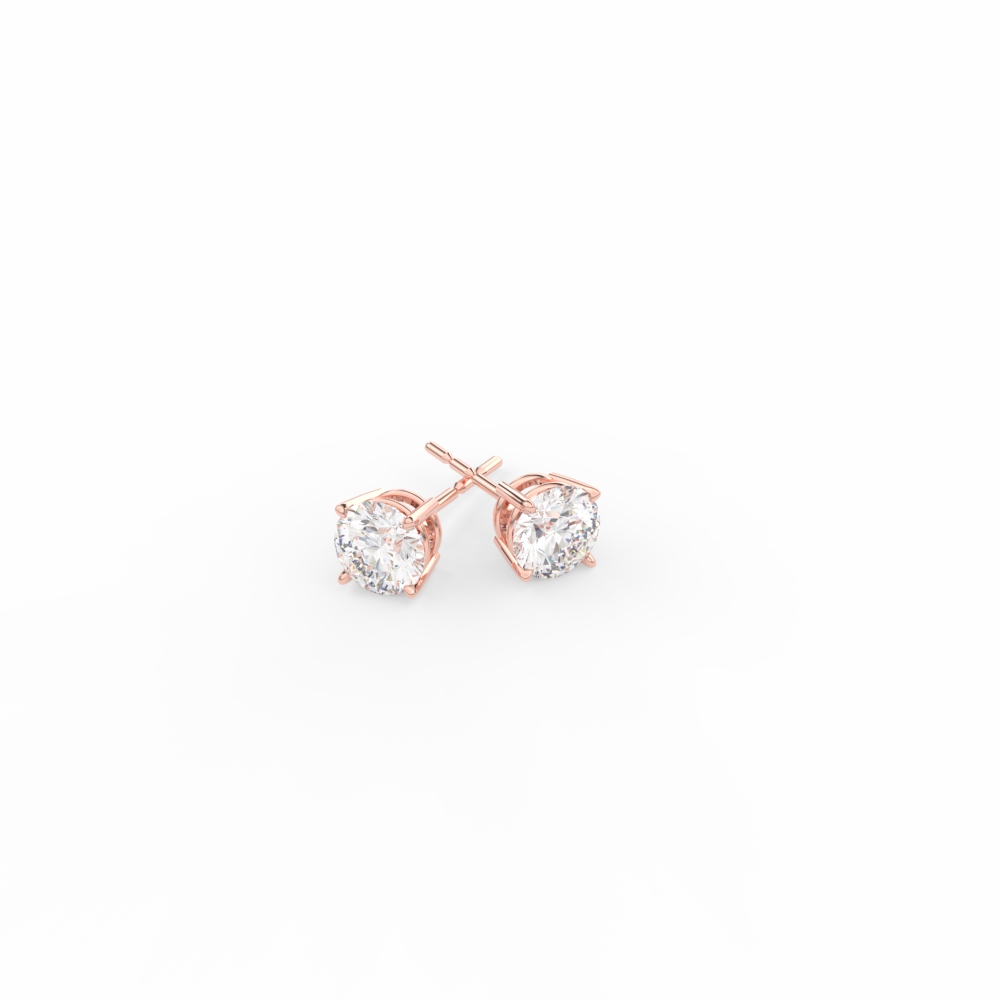 Semi Mount Shaped 0.25 Carat Diamond Stud Earring with White Diamond 14K Rose Gold