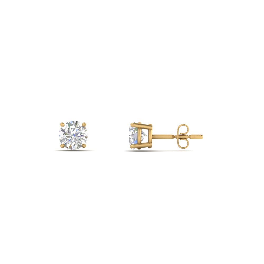 round cut 0.25-carat diamond stud earring-in-FDEAR10411RO-0.12CT-ANGLE1-NL-YG
