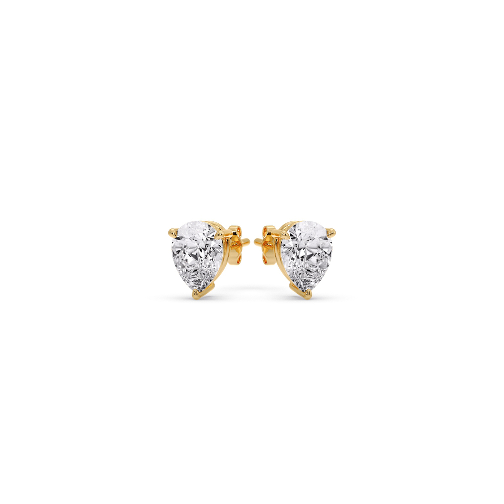 0.25 Ct. Pear Diamond Stud Earring with 14K Yellow Gold White Diamond