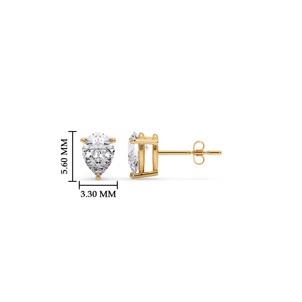0.25 Ct. Pear Diamond Stud Earring with 14K Yellow Gold White Diamond