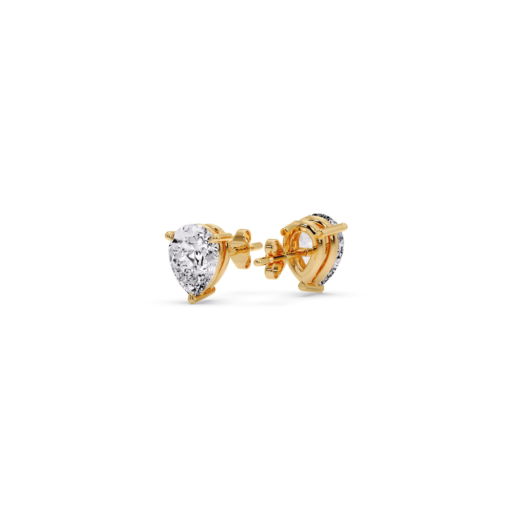 0.25 Ct. Pear Diamond Stud Earring with 14K Yellow Gold White Diamond