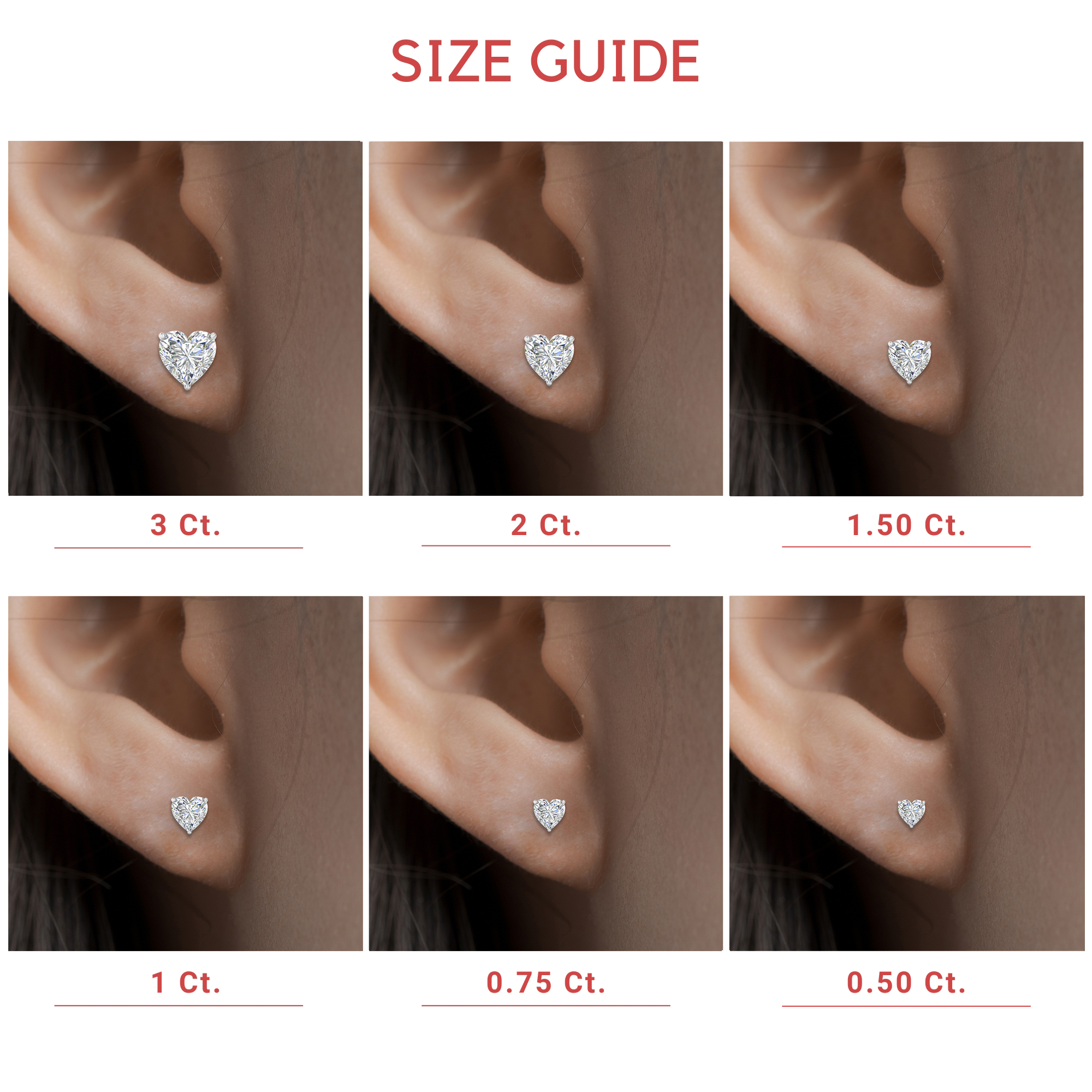0.75 Carat Heart Shaped 3 Prong Basket Stud Earring with 14K White Gold White Diamond