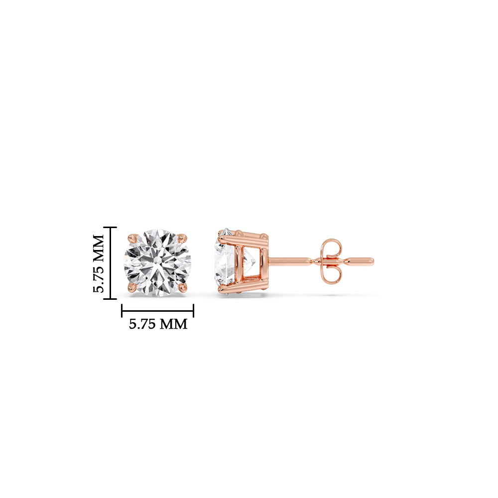 0.75 Carat Round Cut Diamond Stud Earring with 14K Rose Gold White Diamond