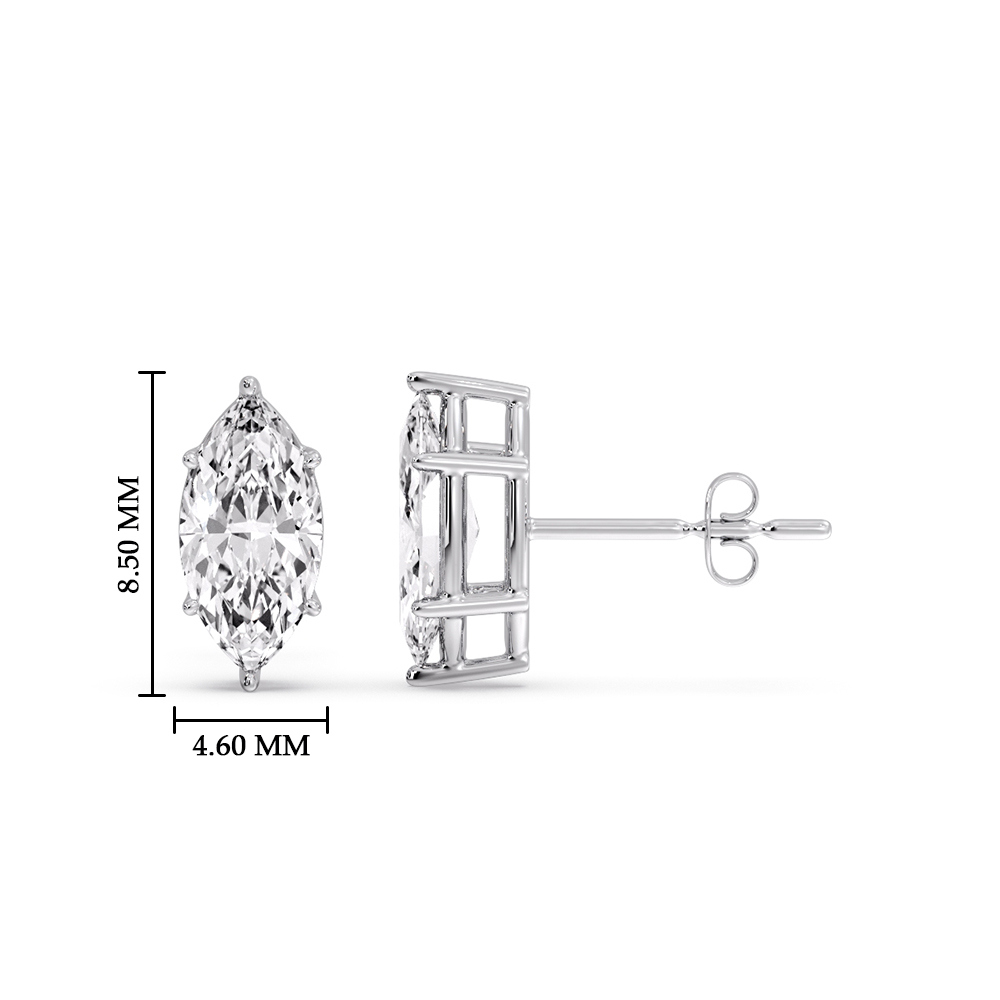 1 Ct. Marquise Diamond 6 Prong Stud Earrings with 14K White Gold White Diamond