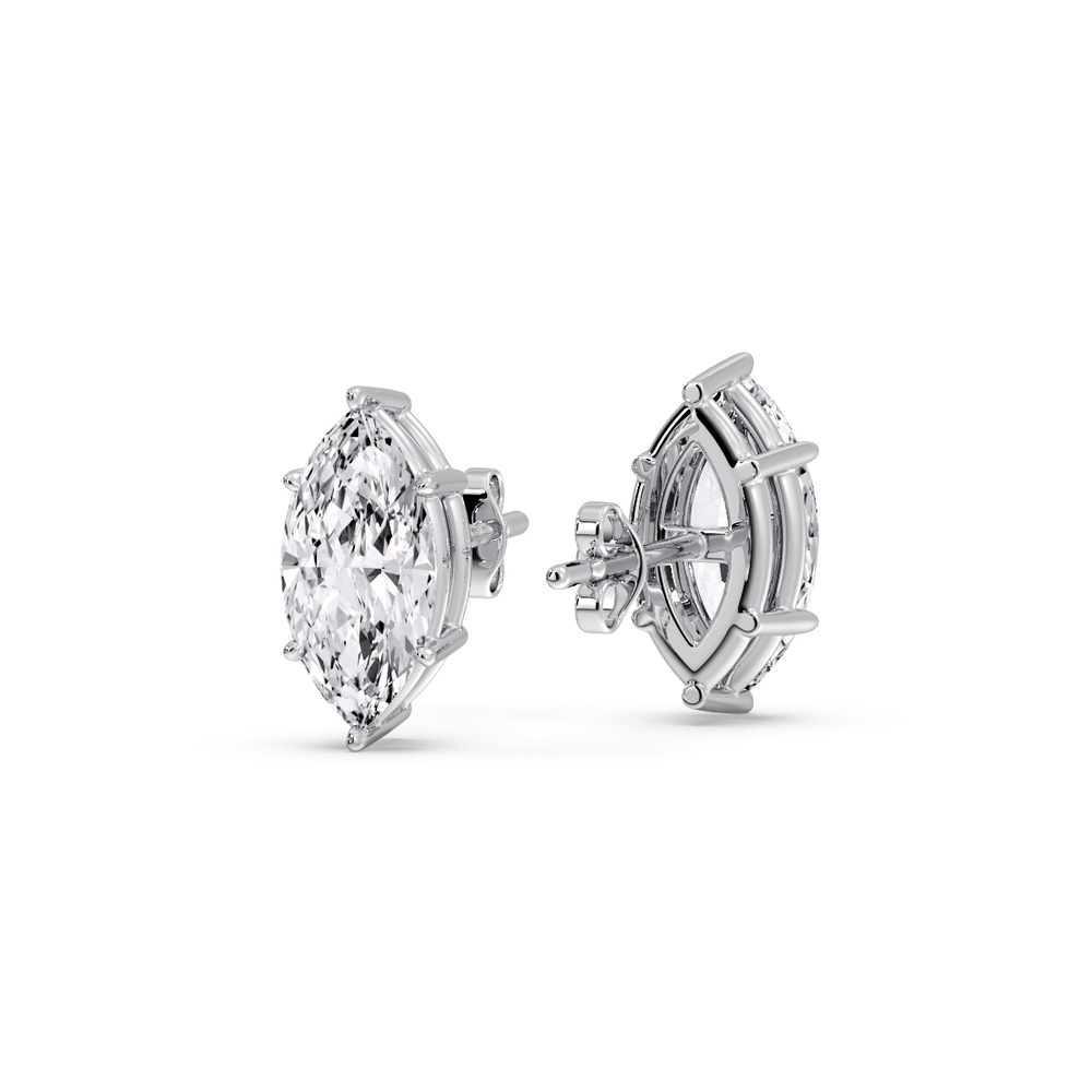 1.50 Carat Marquise Diamond 6 Prong Stud Earrings with 14K White Gold White Diamond