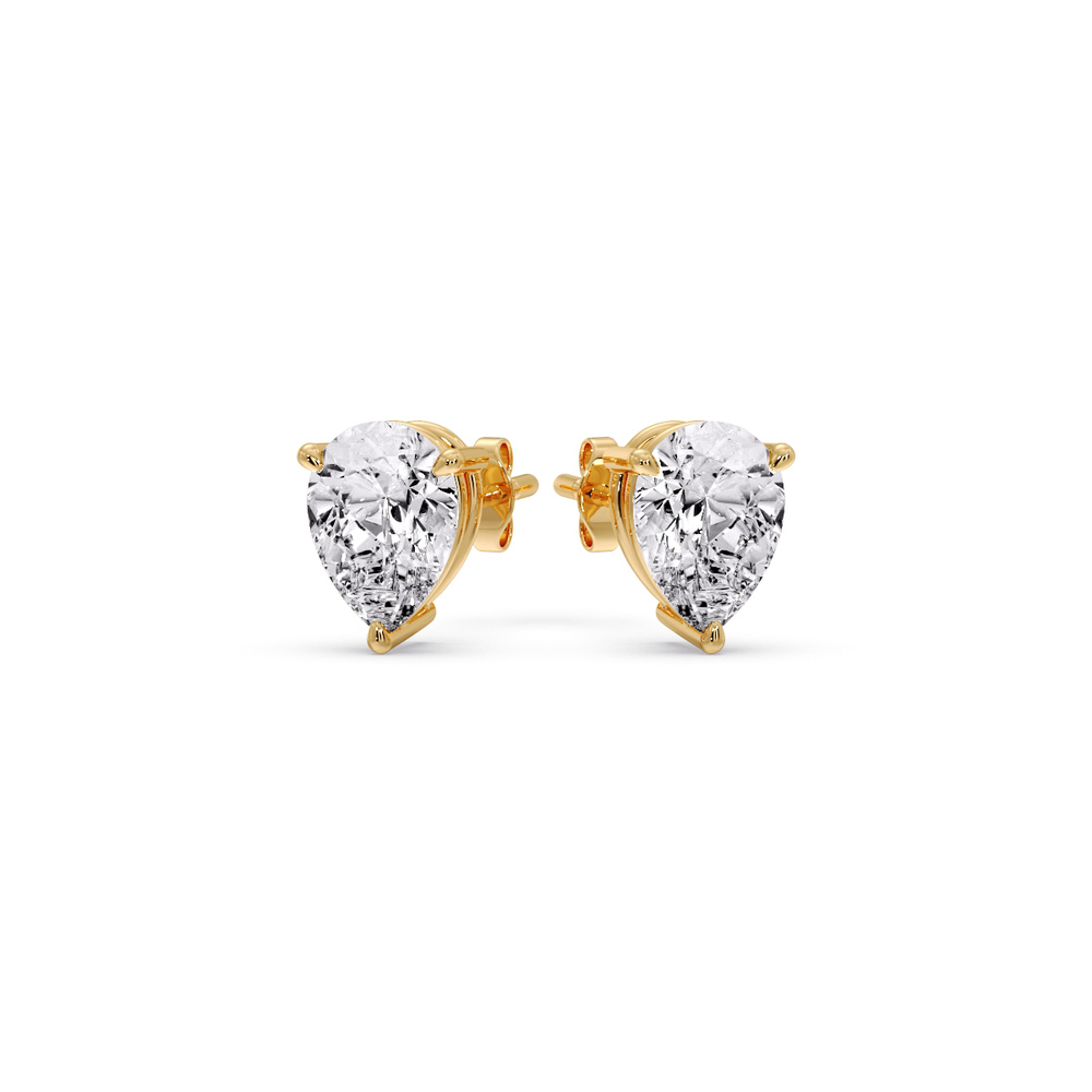 1.50 Ct. Pear Shaped Diamond Stud Earring with 14K Yellow Gold White Diamond
