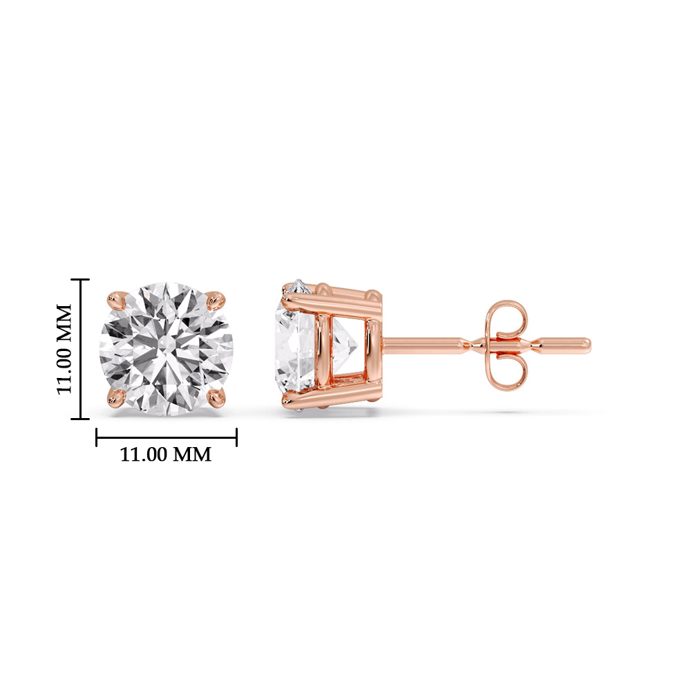 Basket 5 Ct Diamond Stud Earring with 14K Rose Gold White Diamond