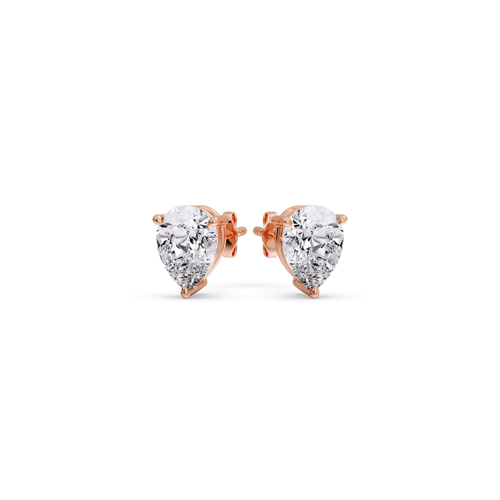 Diamond Pear Cut 3 Prong Earring 0.75 Carat with 14K Rose Gold White Diamond