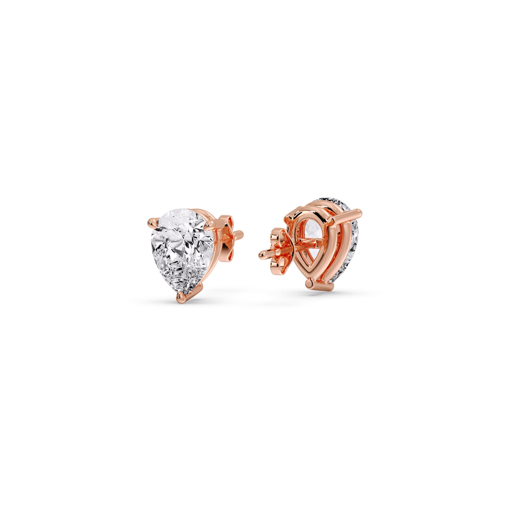 Diamond Pear Cut 3 Prong Earring 0.75 Carat with 14K Rose Gold White Diamond