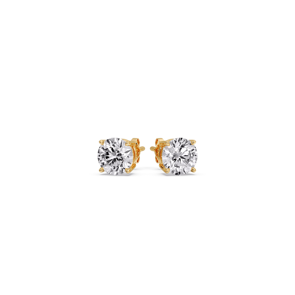 0.50 Carat Round Diamond Stud Earring with 14K Yellow Gold White Diamond