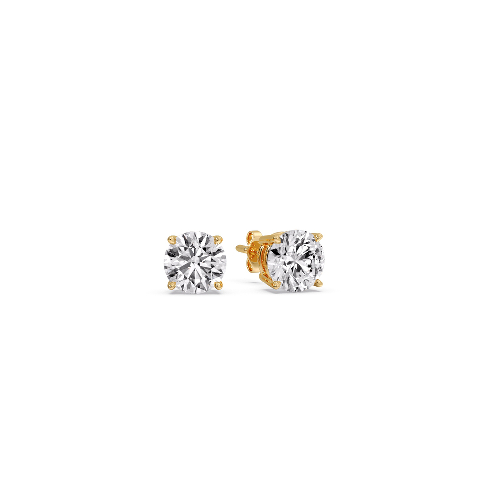 0.50 Carat Round Diamond Stud Earring with 14K Yellow Gold White Diamond