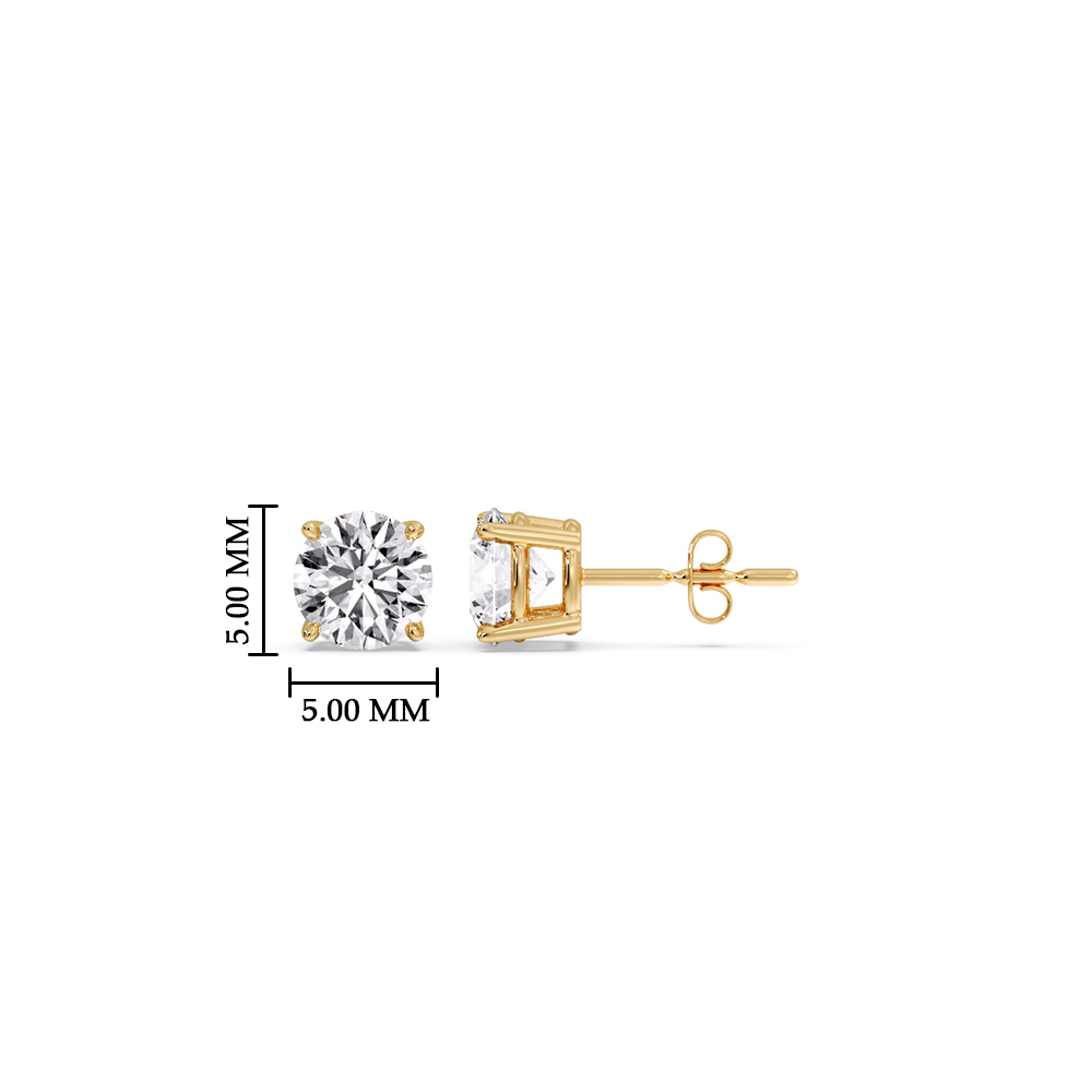 0.50 Carat Round Diamond Stud Earring with 14K Yellow Gold White Diamond