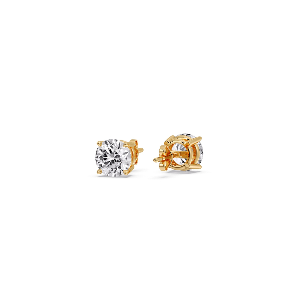 0.50 Carat Round Diamond Stud Earring with 14K Yellow Gold White Diamond