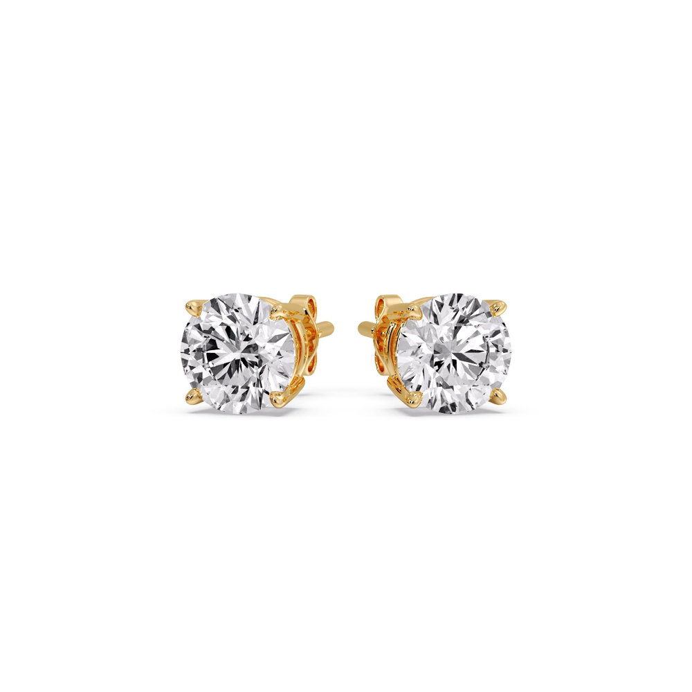3 Carat Diamond Earrings with 14K Yellow Gold White Diamond