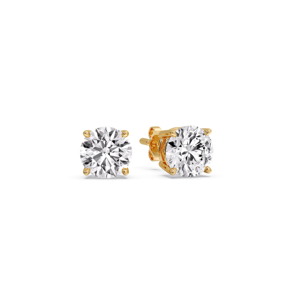 3 Carat Diamond Earrings with 14K Yellow Gold White Diamond