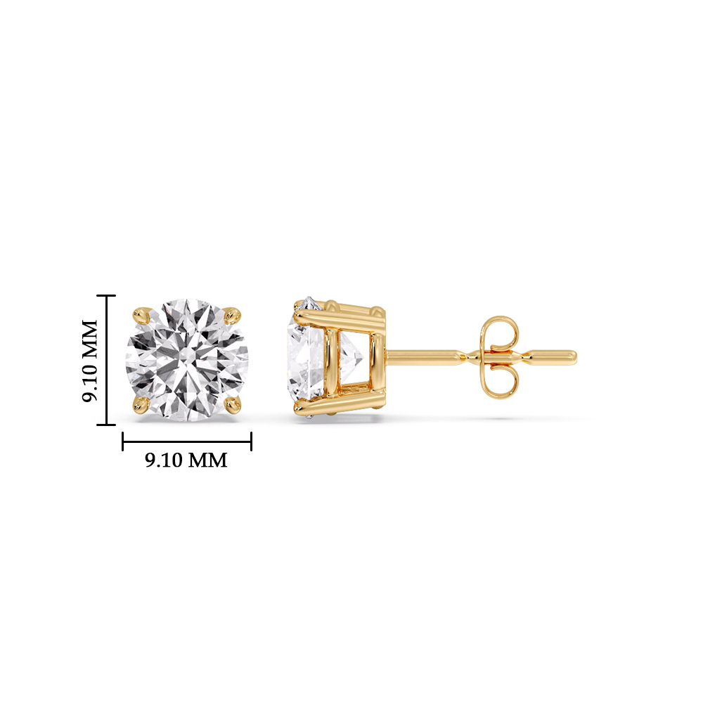 3 Carat Diamond Earrings with 14K Yellow Gold White Diamond