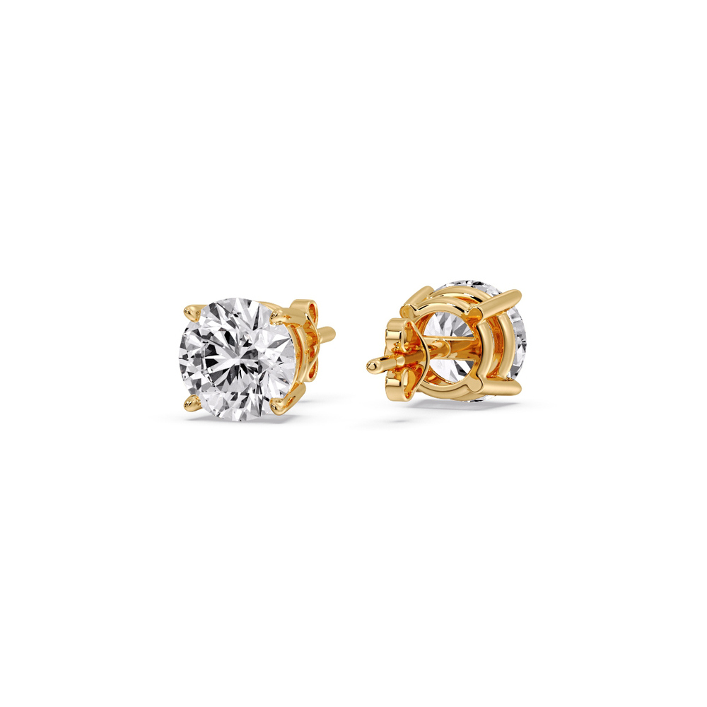 3 Carat Diamond Earrings with 14K Yellow Gold White Diamond