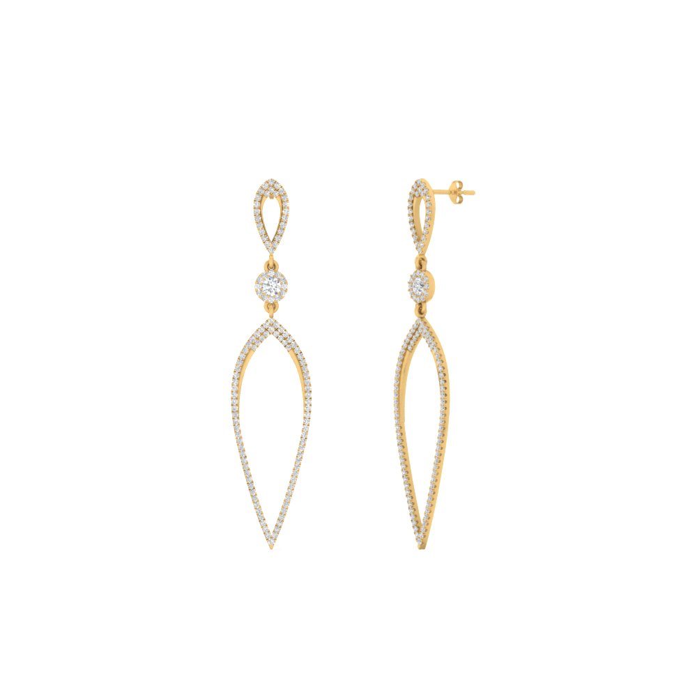 long hanging diamond teardrop earring in yellow gold FD EAR10629 NL YG