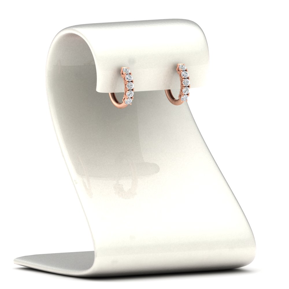 Stunning 5 Stone Huggie Hoops with 14K Rose Gold White Diamond
