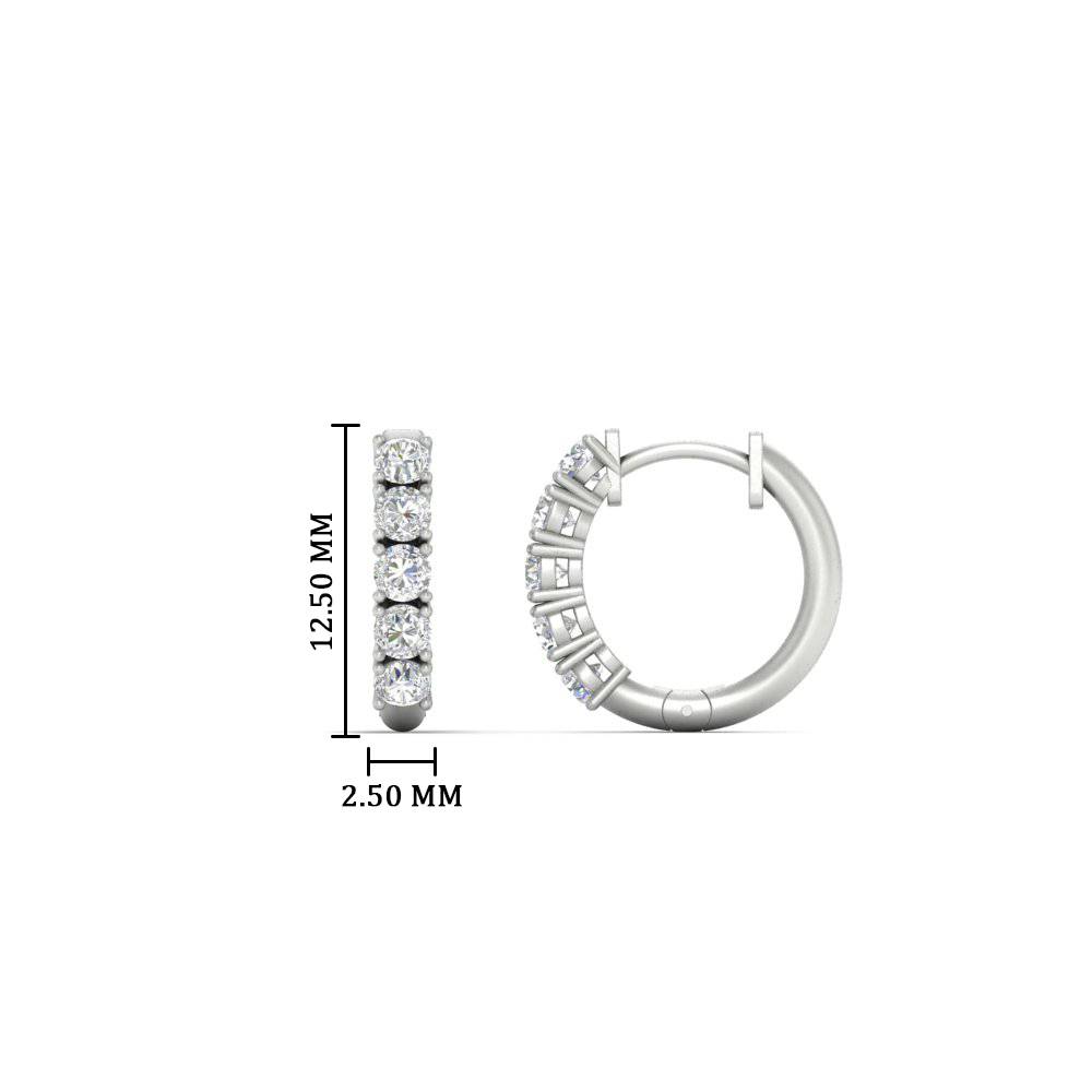 Stunning 5 Stone Huggie Hoops with 14K White Gold White Diamond