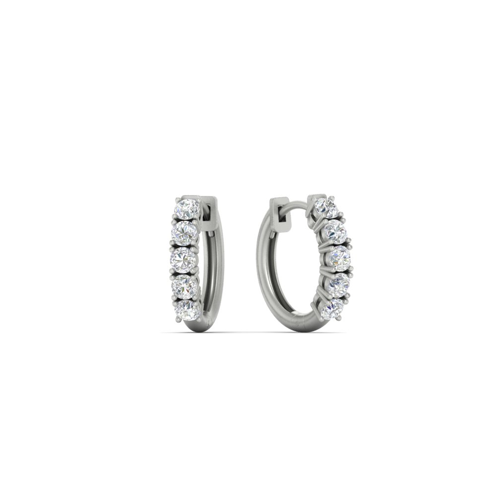 0.50 carat 5 stone diamond huggie hoop earrings in white gold FDEAR10773ANGLE2 NL WG