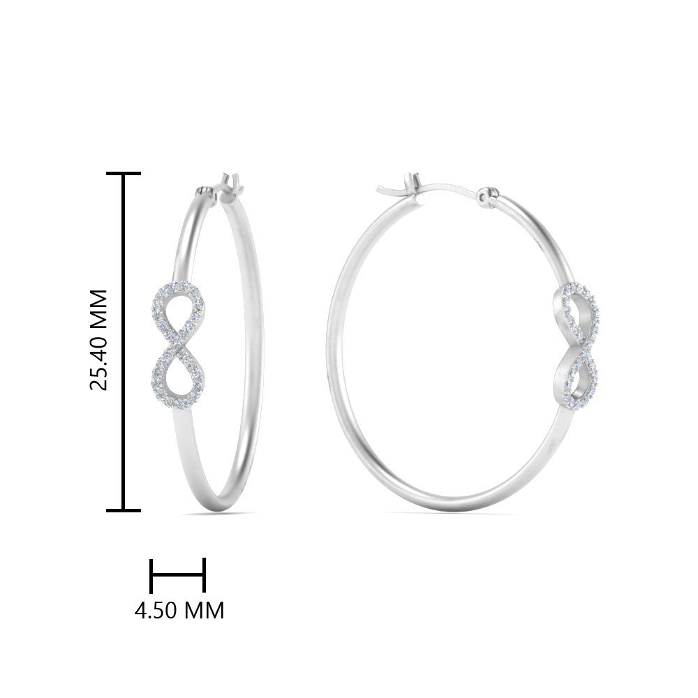 Stylish Infinity Hoop Earring with 14K White Gold White Diamond