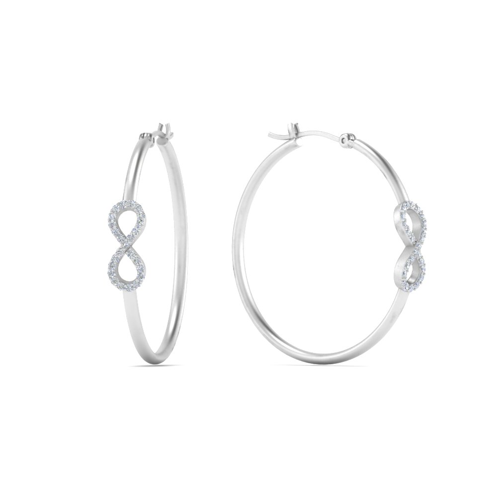 Stylish Infinity Hoop Earring with 14K White Gold White Diamond