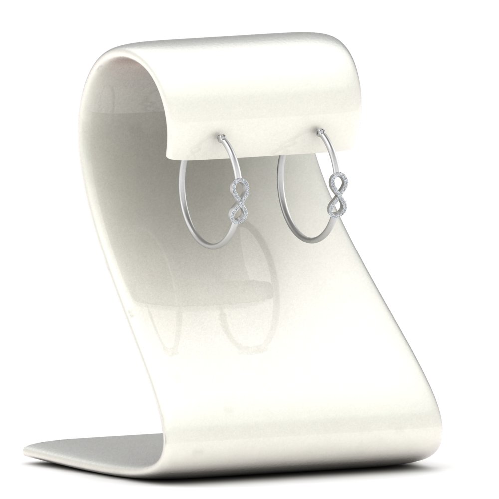 Stylish Infinity Hoop Earring with 14K White Gold White Diamond