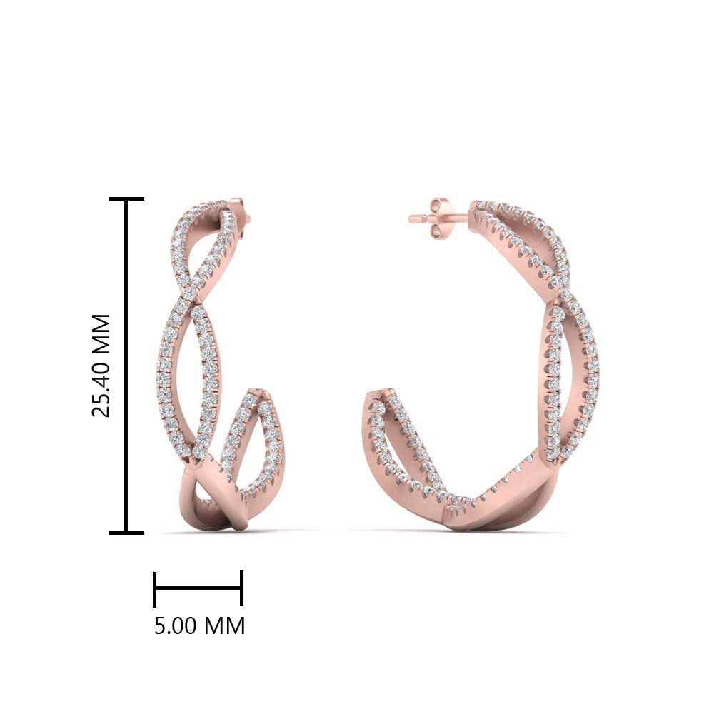 Infinity Hoop Diamond Earrings with 14K Rose Gold White Diamond