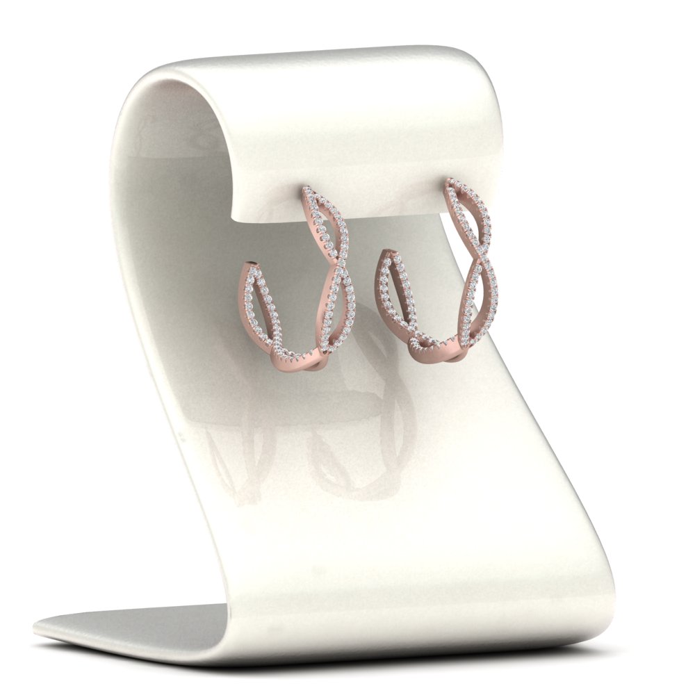 Infinity Hoop Diamond Earrings with 14K Rose Gold White Diamond