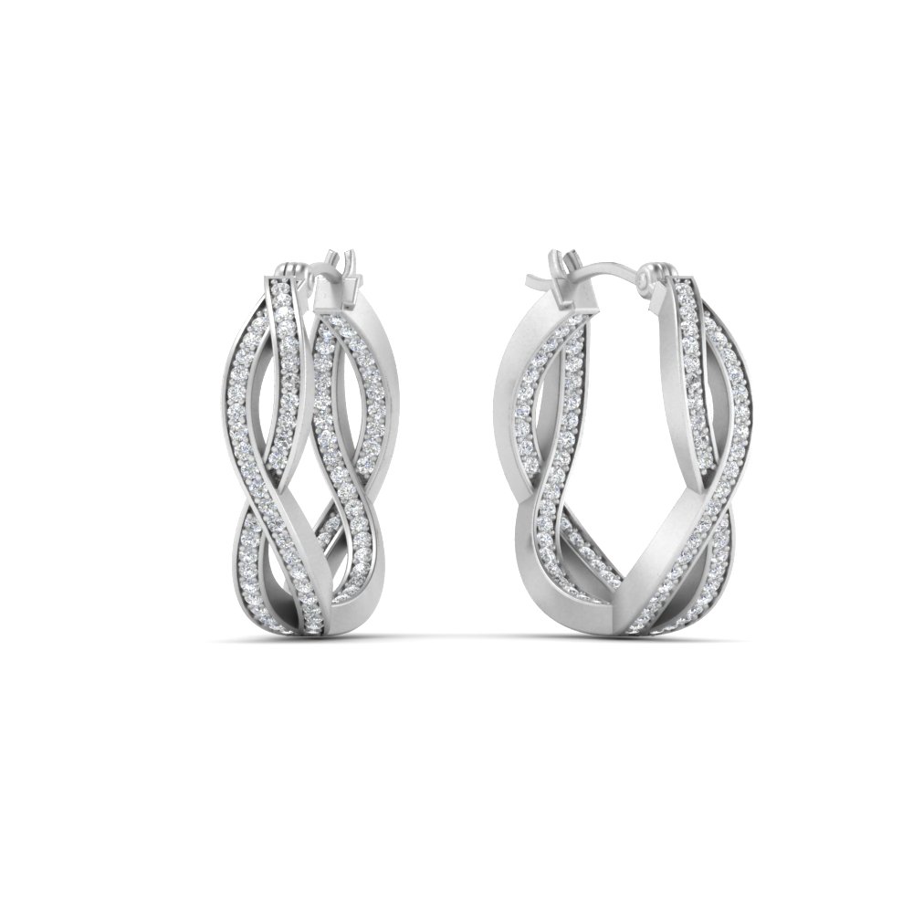 pave infinity diamond hoop earrings in FDEAR10862ANGLE3 NL WG