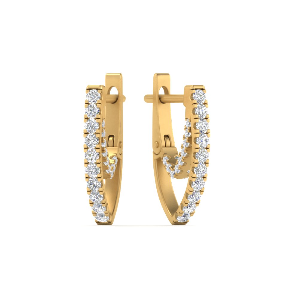 delicate diamond hoop earrings in yellow gold FDEAR10863ANGLE1 NL YG