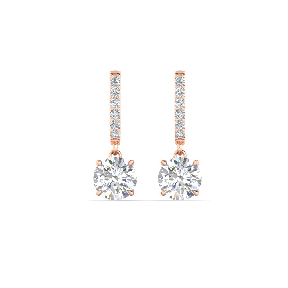 Rose Gold American Diamond Dangle and Drop Earrings | Long CZ Ad Blue –  Indian Designs