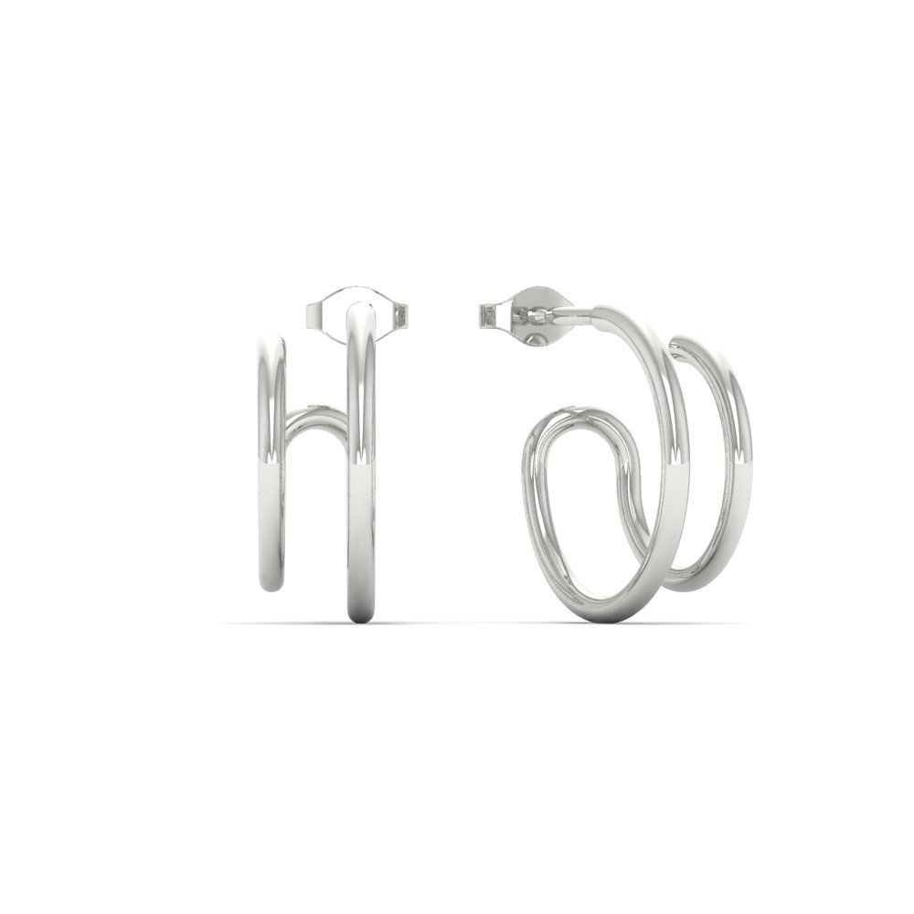 double hoops ear cuffs in white gold FDEAR11039 NL WG