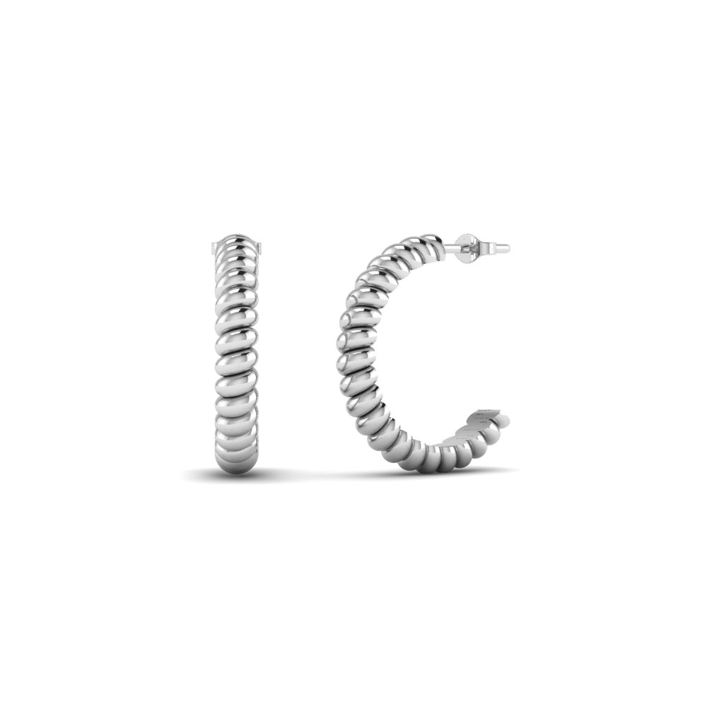 beaded huggie hoop earrings in white gold FDEAR11046 NL WG