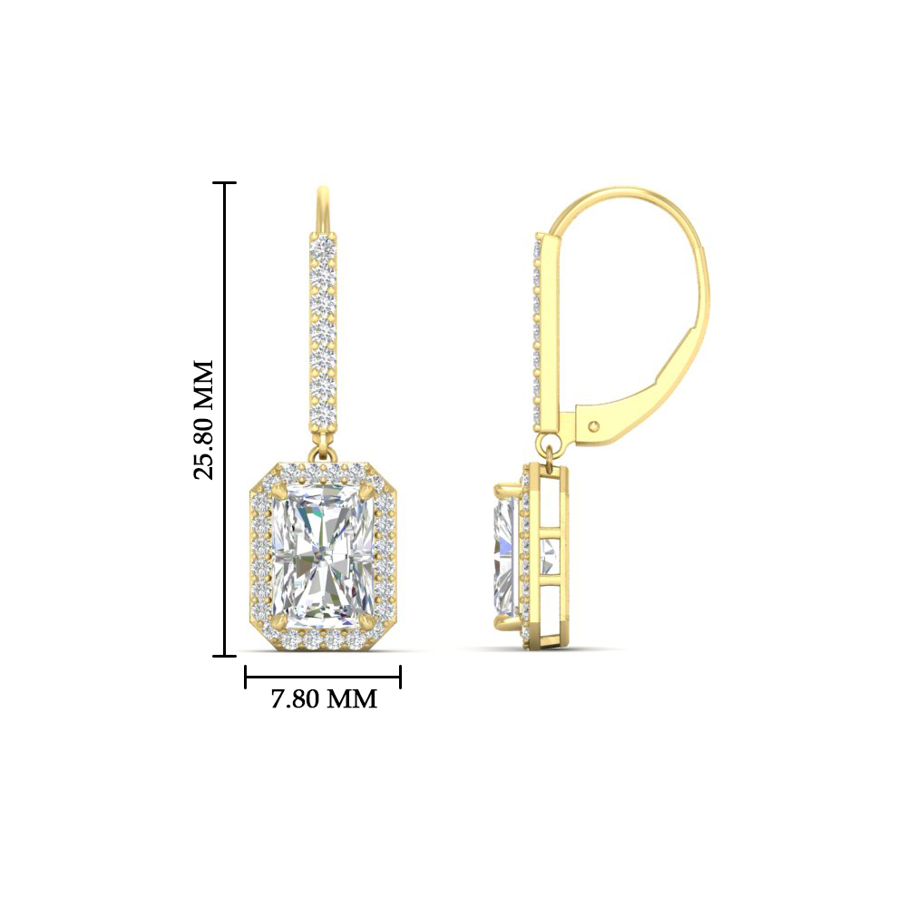 Halo Radiant Leverback Sparkle with 14K Yellow Gold White Diamond