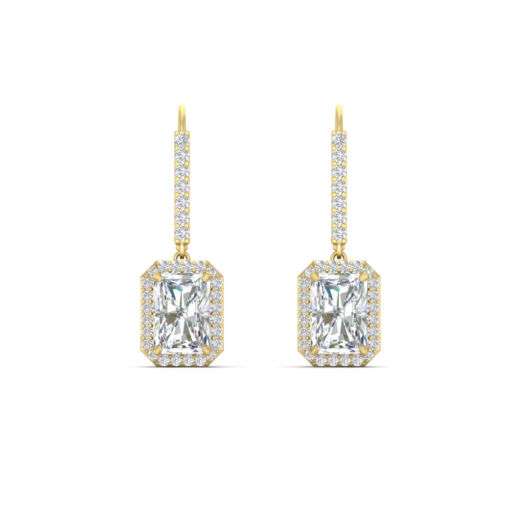 Halo Radiant Leverback Sparkle with 14K Yellow Gold White Diamond