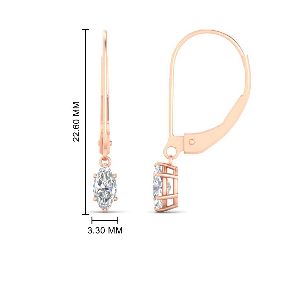 Classic Marquise Leverback Drops with 14K Rose Gold White Diamond