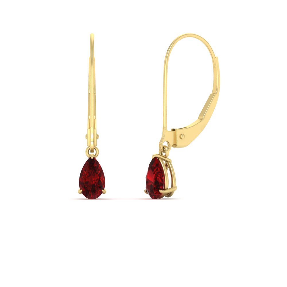 mini pear shape ruby drop earrings in FDEAR11236PEGRUDR 0.50CT NL YG