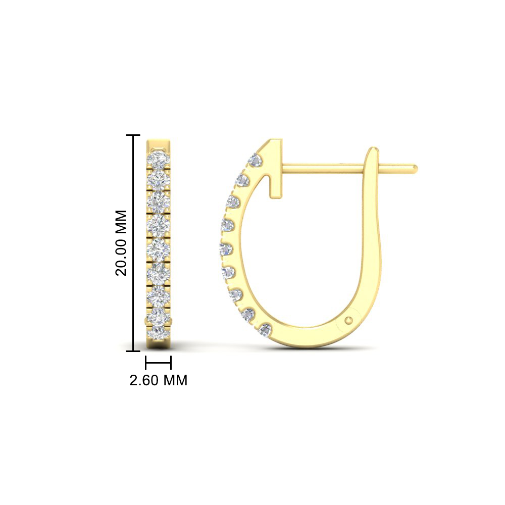 Huggie Hoop Earrings For Everyday with 14K Yellow Gold White Diamond