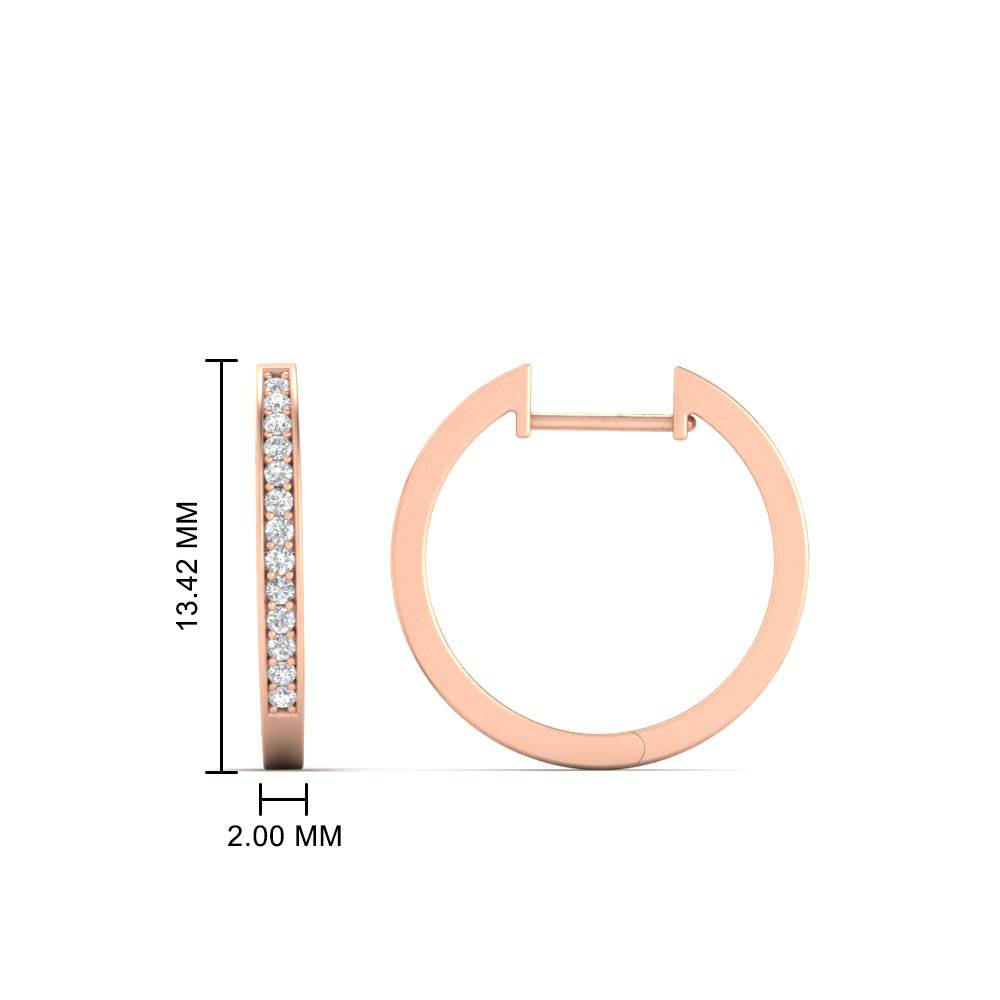 Pave Classic Diamond Hoops Earring with 14K Rose Gold White Diamond
