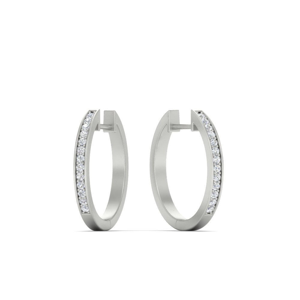pave classic diamond hoops earring in FDEAR11277 NL WG