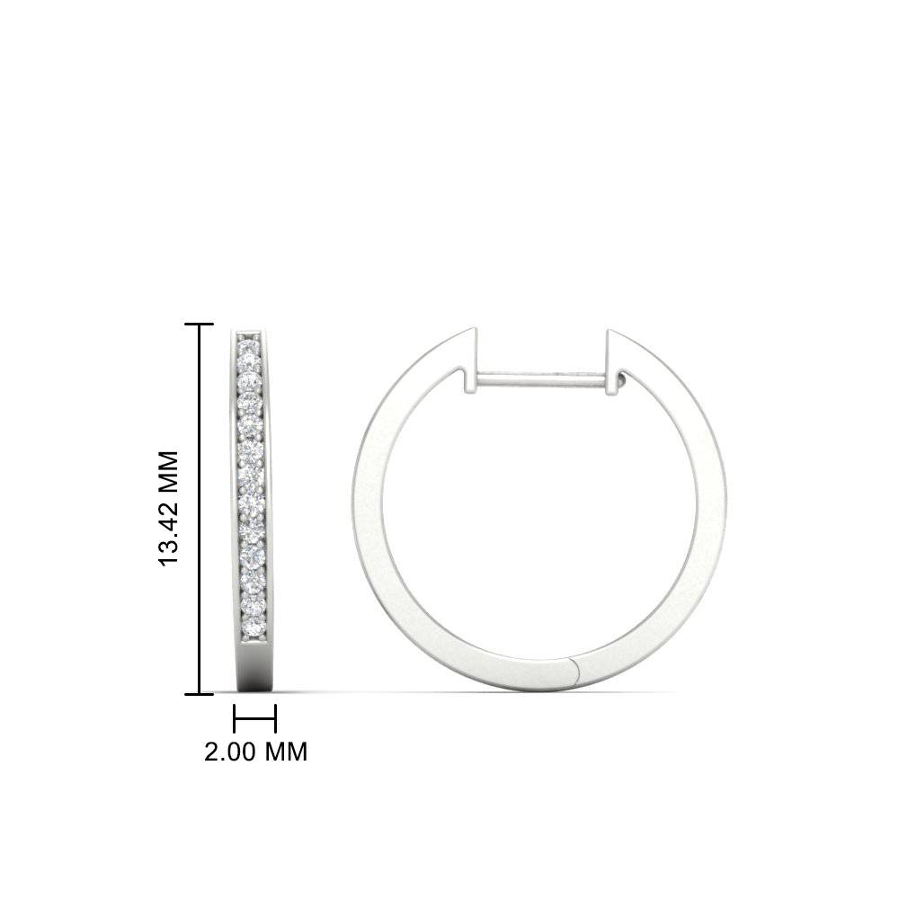 Pave Classic Diamond Hoops Earring with 14K White Gold White Diamond