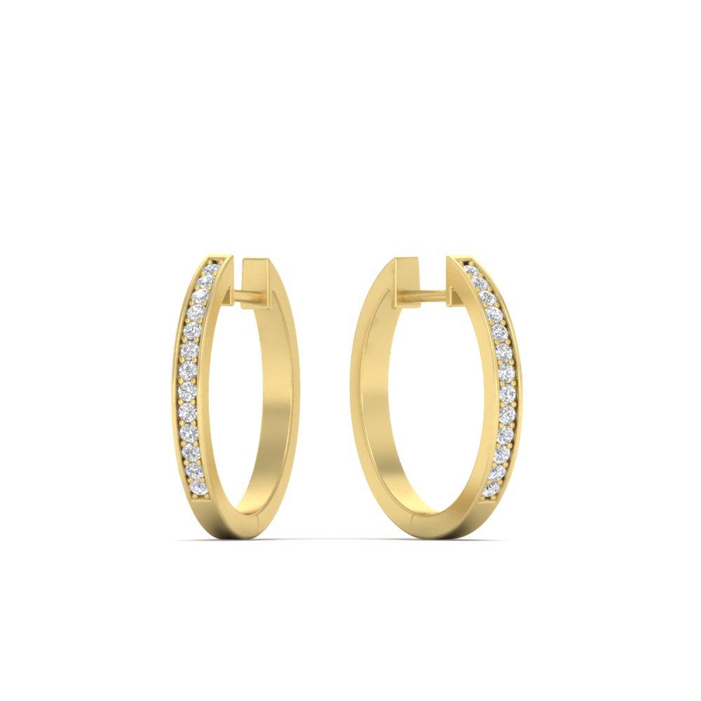 pave classic diamond hoops earring in FDEAR11277 NL YG