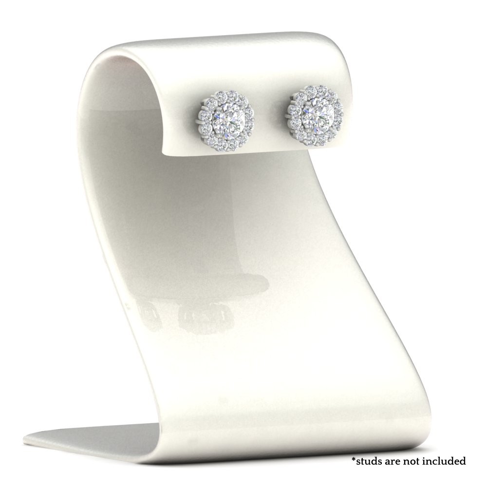 Earring Jacket For 2 Carat Round Stud Earrings with 14K White Gold White Diamond