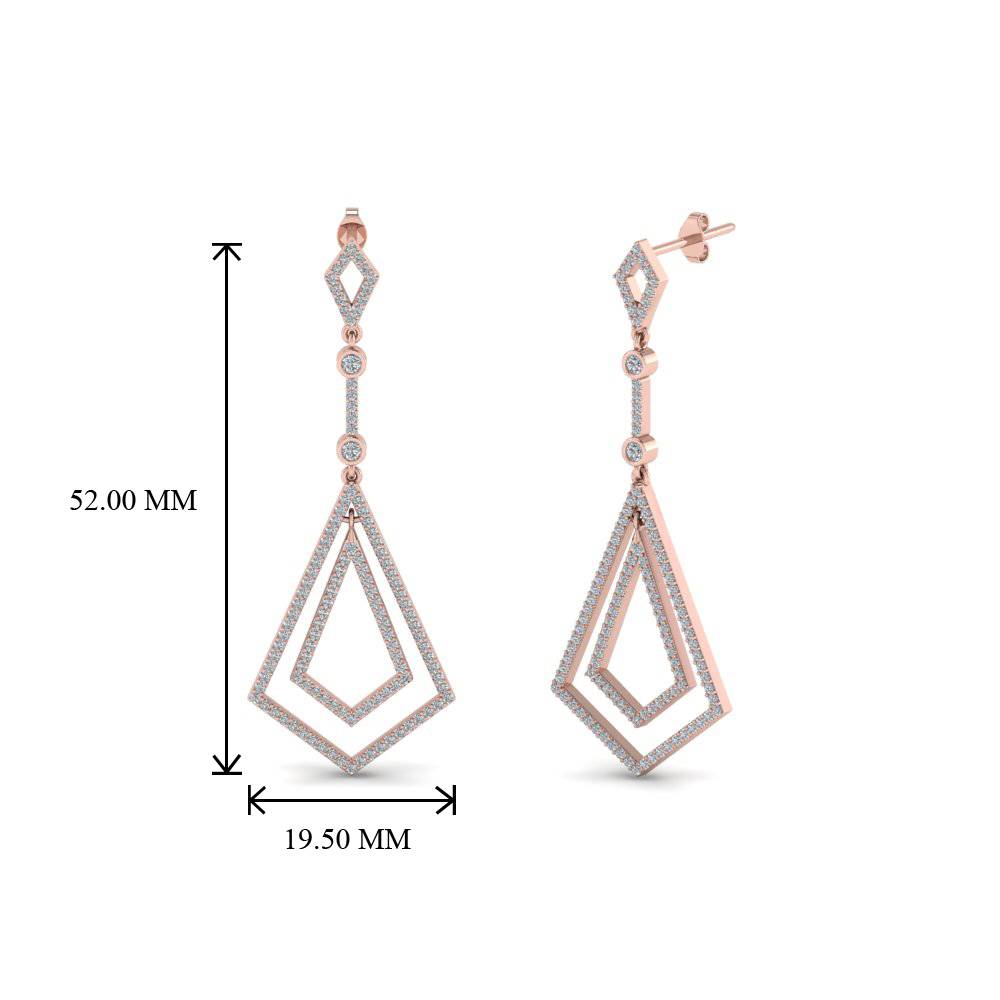 Art Deco Dangle Earring with 14K Rose Gold White Diamond
