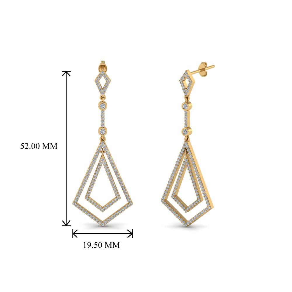 Open Kite Drop Earring with 14K Yellow Gold White Diamond