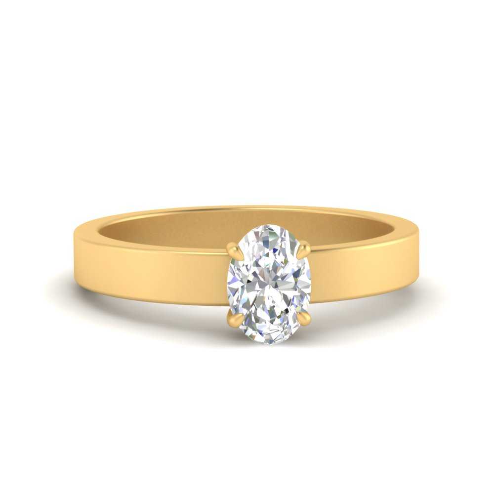 Round Brilliant Cut Engagement Ring With a Flat Plain Band | Temple & Grace  USA