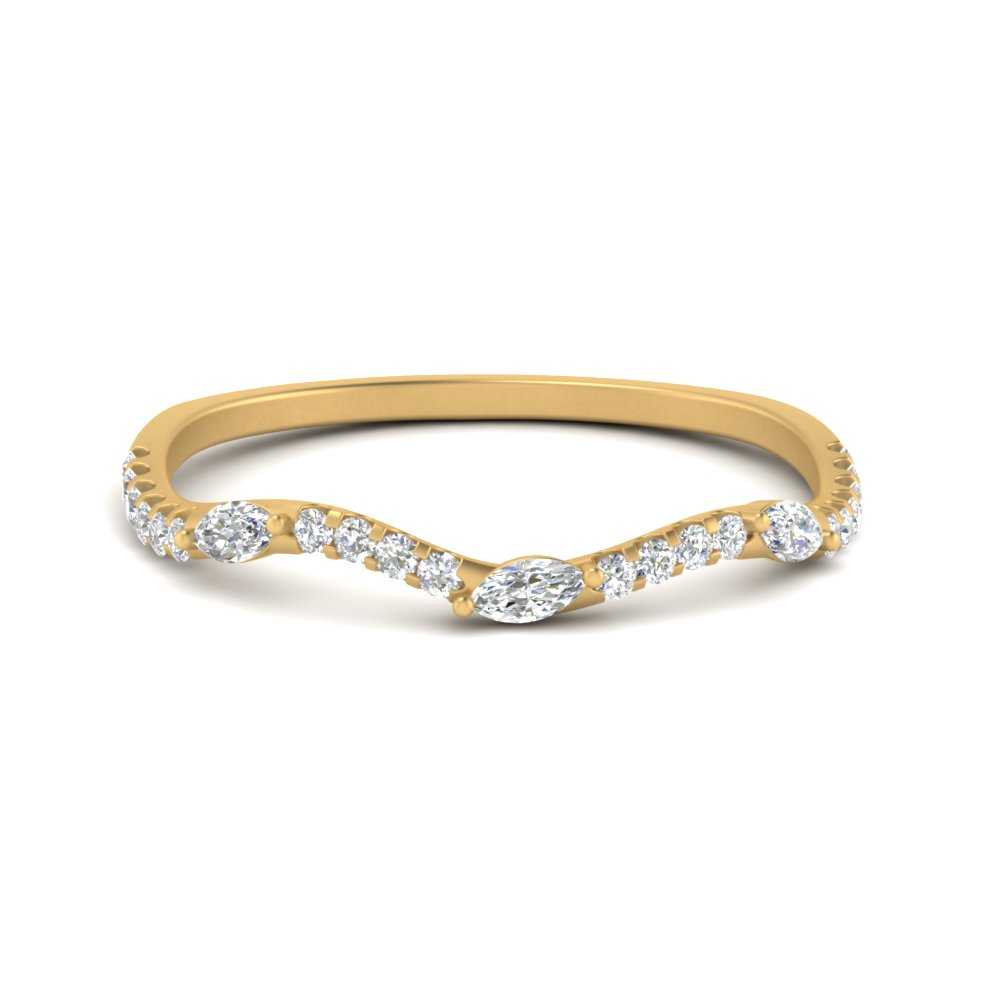 Marquise Curved Anniversary Diamond Band In 14K Yellow Gold