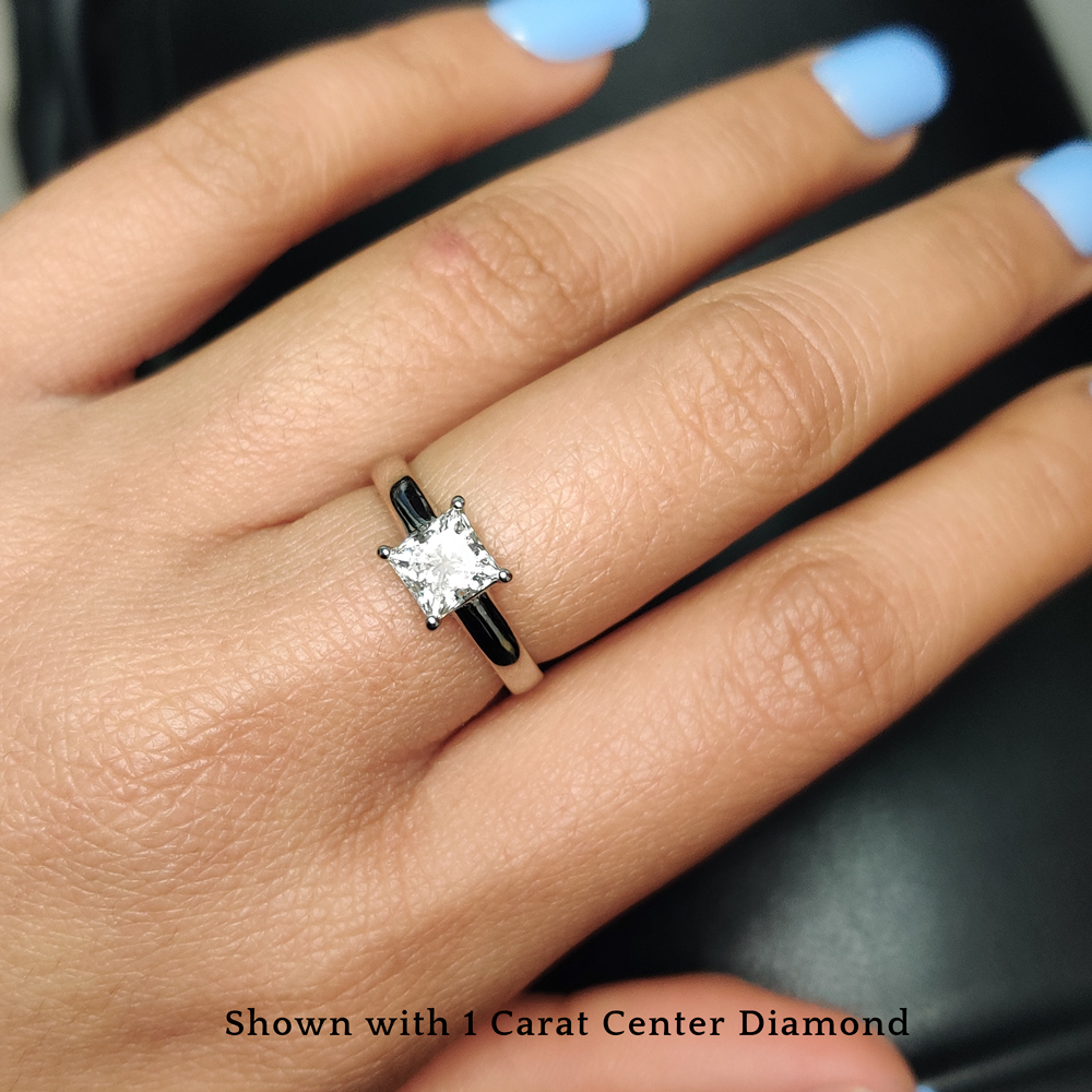 Cathedral Flat Band Square Moissanite Ring In 950 Platinum